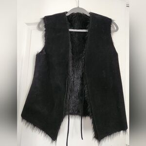 Express Reversible Faux Fur Genuine Leather Vest